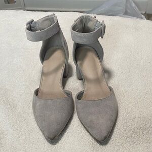 Elegant Gray Women's Ankle Strap Heels